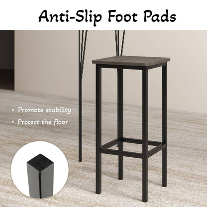 GiantexUK Bar Stools Set of 4, 65CM Seat Height Kitchen Barstools with Footrests & Anti-Slip Foot Pad (Gray + Black)