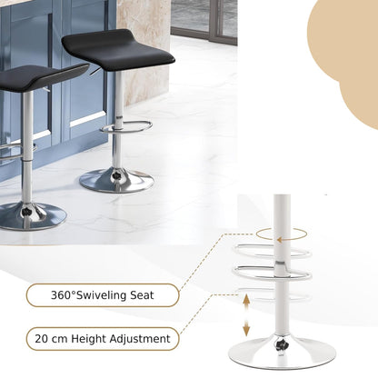 GiantexUK Bar Stools Set of 2, Height Adjustable Counter Stools with PU Leather Seat, Gas Lift, Rubber Ring & Footrest