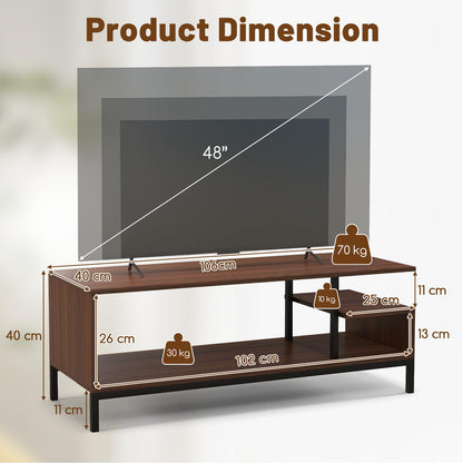 TV Stand for TVs up to 48 Inches, Industrial TV Cabinet Media Entertainment Center with Open Storage Shelves