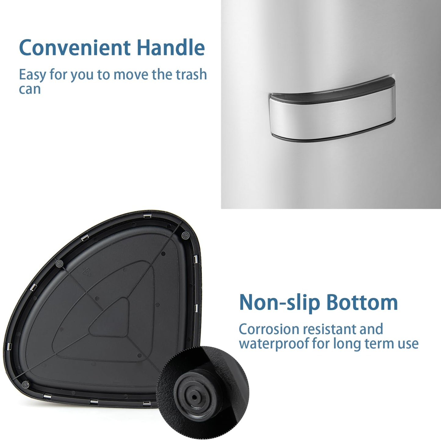 GiantexUK 60L Corner Trash Bin, Fan-shaped Kitchen Rubbish Bin with Handle & Non-slip Bottom