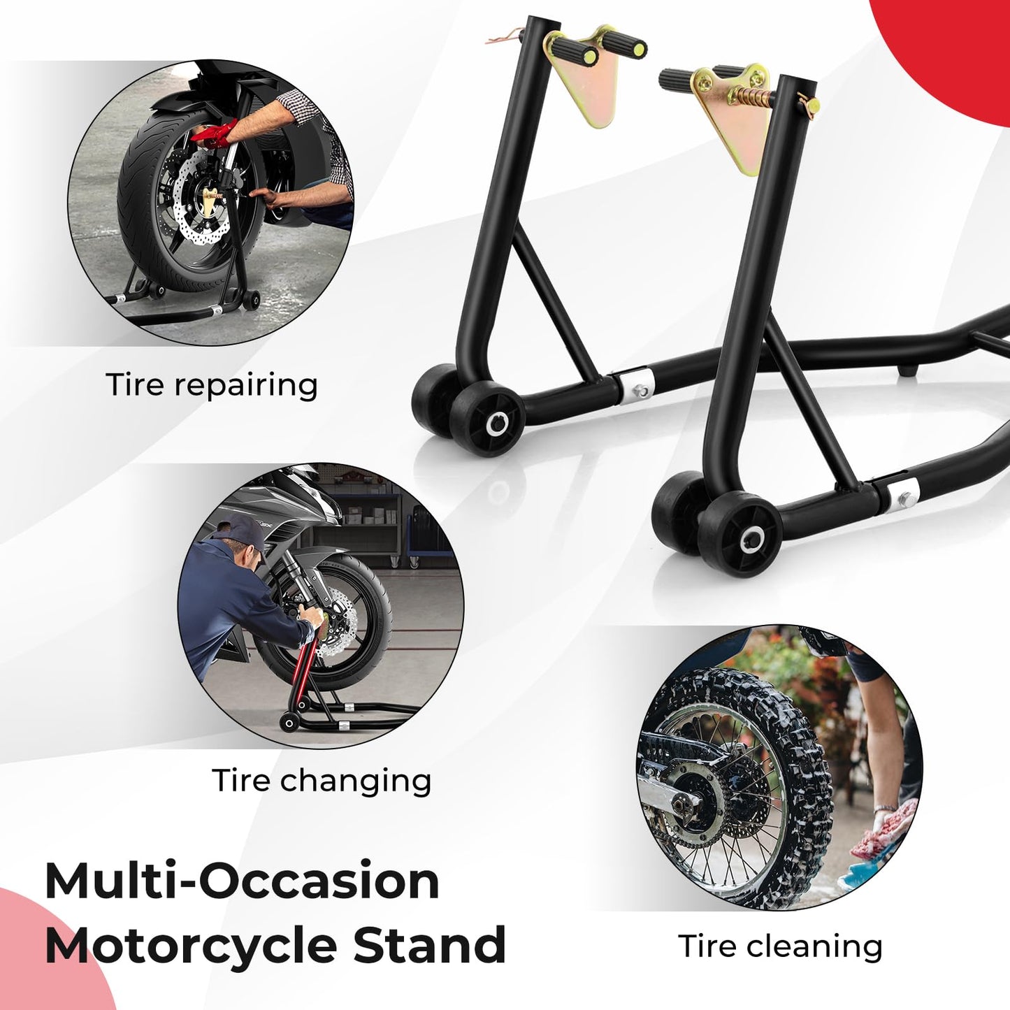 GiantexUK Motorbike Stand, Adjustable Front Track Paddock Stand on Wheels