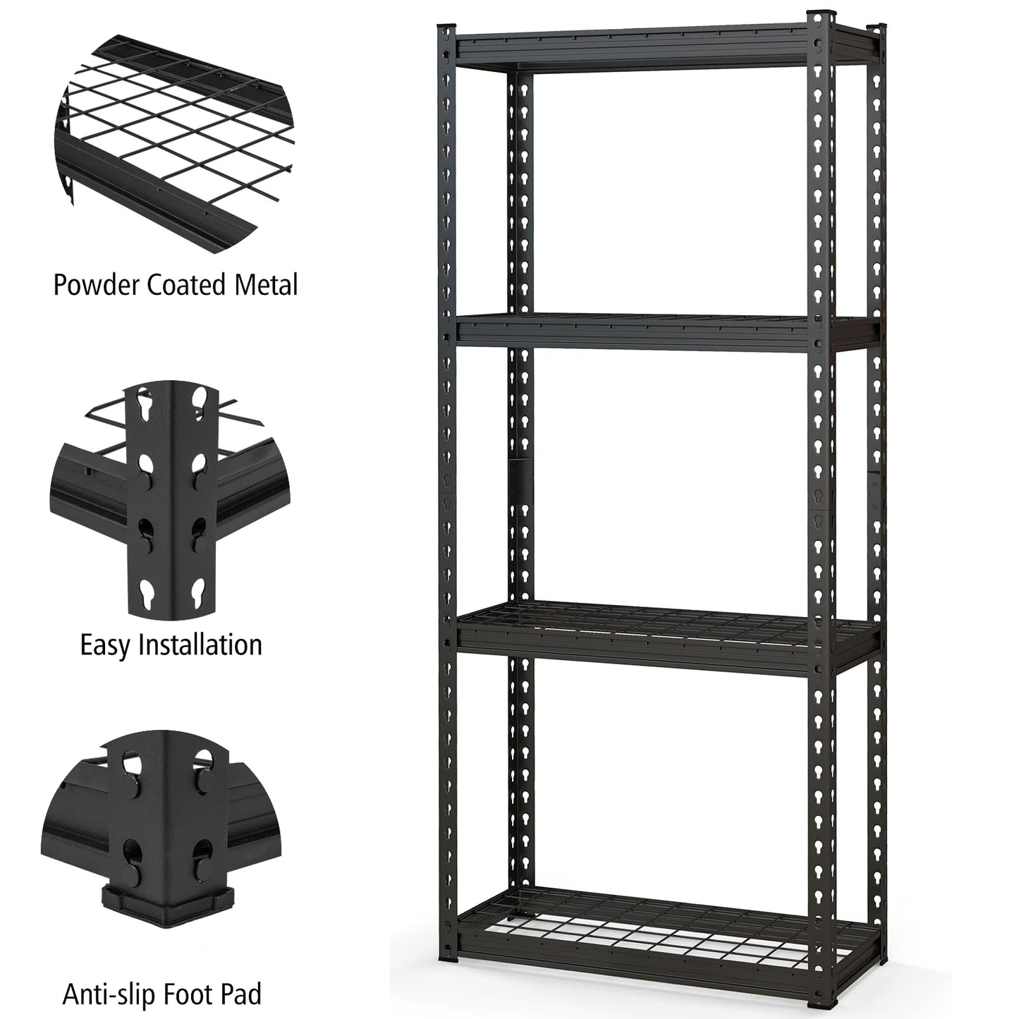 GiantexUK 4 Tier Garage Shelving Unit, Heavy Duty Adjustable Metal Shelves with Anti-tipping Device