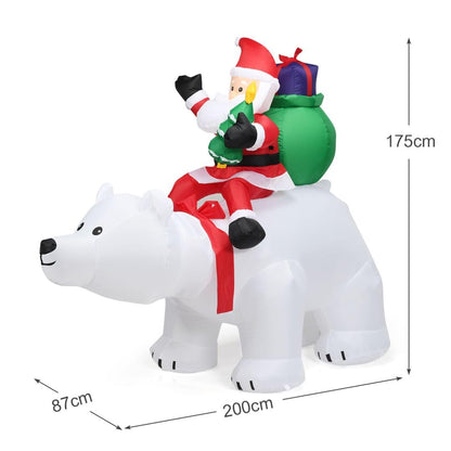 Blow Up Christmas Decoration with LED Lights, Stakes & Ropes, Special Xmas Holiday Prop for Yard Garden Lawn (White Bear)