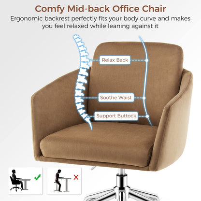 Home Office Chair, Height Adjustable Swivel Computer Desk Chair Leisure Vanity Seat