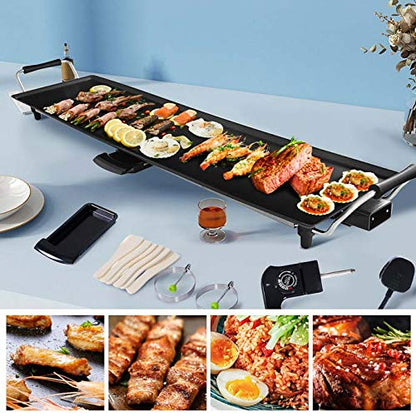 GiantexUK Teppanyaki Grill Table, Non-Stick Electric Barbecue Griddle with 6 Wooden Shovels and 2 Egg Rings(70 x 23 cm)