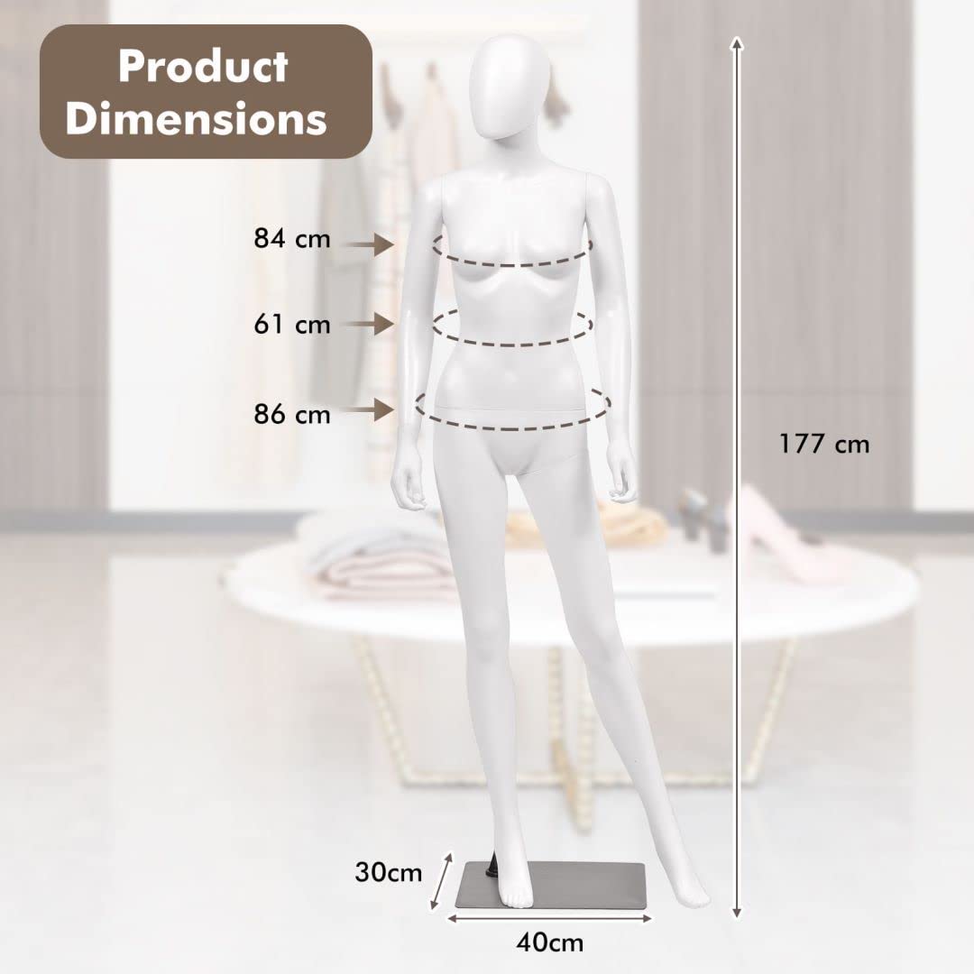 GiantexUK 177cm Female Mannequin, Detachable Full Body Dress Form with Metal Base(Vertical Hands without Facial Organs)