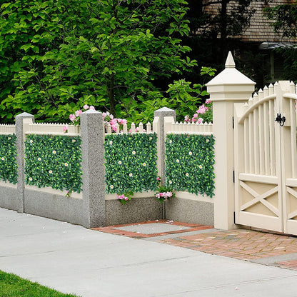 GiantexUK 12 PCS Artificial Leaf Hedge Panels, Greenery Wall Hedge Screening with Interlocking Design