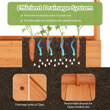 GiantexUK Raised Garden Bed with Arch Trellis & Drainage Holes