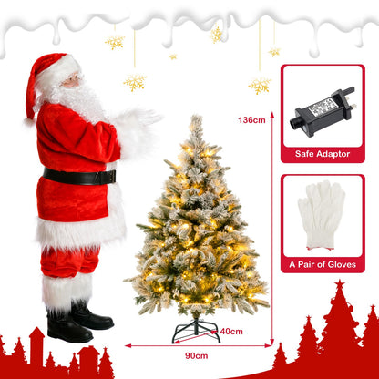 4.5FT/6FT Christmas Tree, Pre-Lit LED Lights Xmas Trees with Metal Base