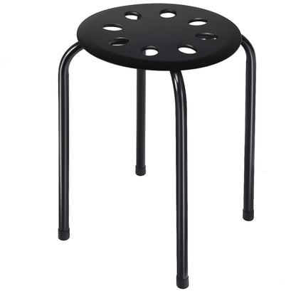 GiantexUK 6PCS Stacking Stools, Set of 6 Plastic Round Bar Stools with Metal Frame & Anti-Slip Foot Mats