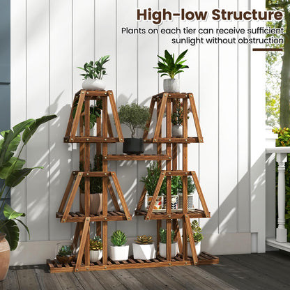 5-Tier Plant Stand, Wooden Flower Shelving Unit with Slatted Shelves