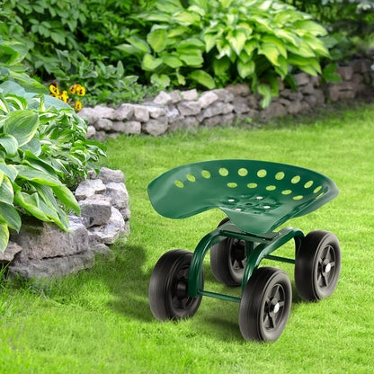 GiantexUK Rolling Garden Cart, Outdoor Gardening Planting Station Trolley with Adjustable Swivel Seat