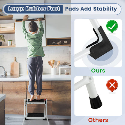 GiantexUK 2 Step Ladder, Metal Folding Ladder with Anti-Slip Wide Steps and Thickened Foot Caps