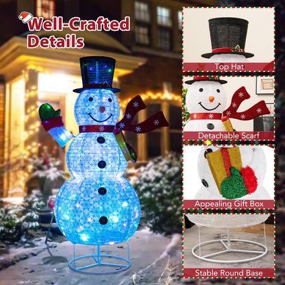 6FT Lighted Christmas Snowman, Pre-Lit Snowman Ornament Xmas Decoration with 180 LED Lights