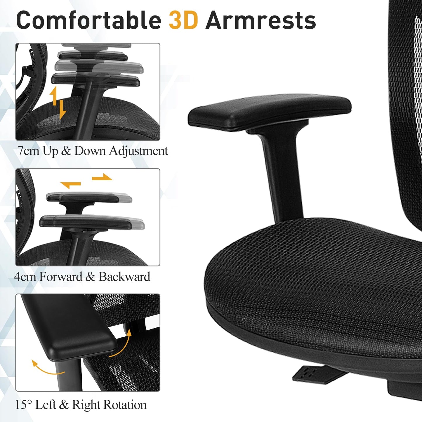 Mesh Office Chair, Ergonomic High Back Swivel Computer Desk Chair with Adjustable Lumbar Support