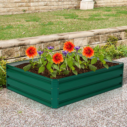 GiantexUK Raised Garden Bed, Galvanized Metal Rectangular Planter Box with Open Bottom