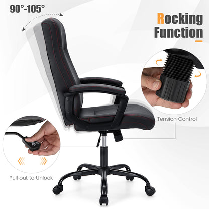 350LBS Big & Tall Executive Office Chair, Height Adjustable Leathaire Computer Desk Chair