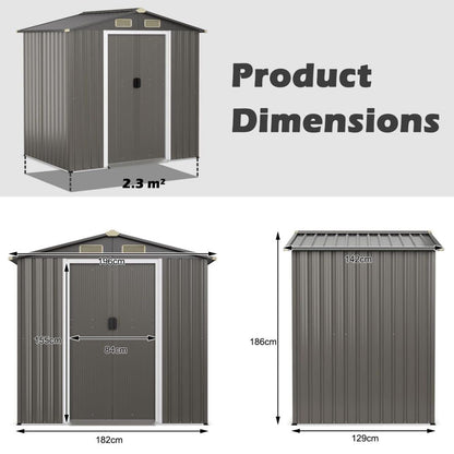 GiantexUK 6x4FT Metal Garden Shed (6x4FT, Light Grey)