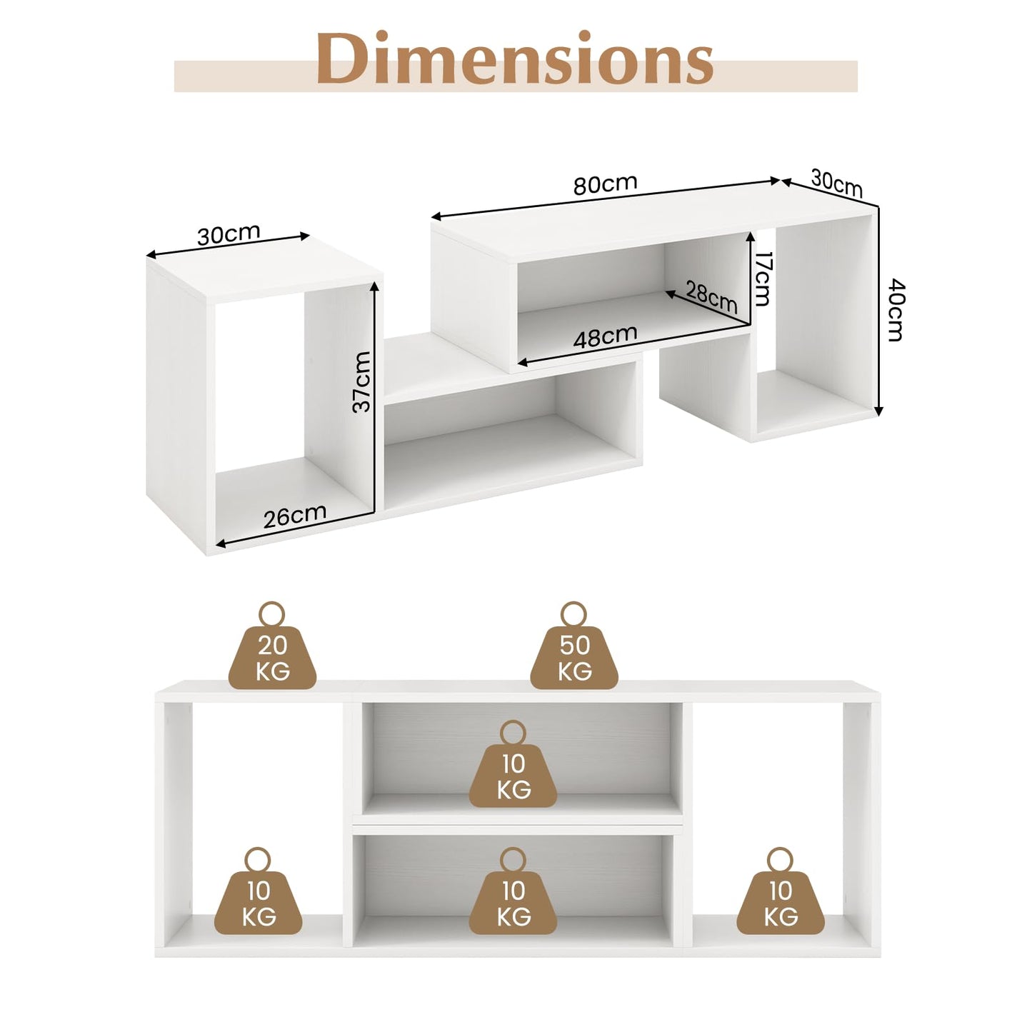 TV Stand for TVs up to 60 Inches, Free Combination Adjustable TV Cabinet Media Entertainment Center with L-Shaped Storage Shelves