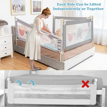 Bed Rail, Vertical Lifting Baby Beds Guard with Double Safety Lock & Adjustable Height, 175cm