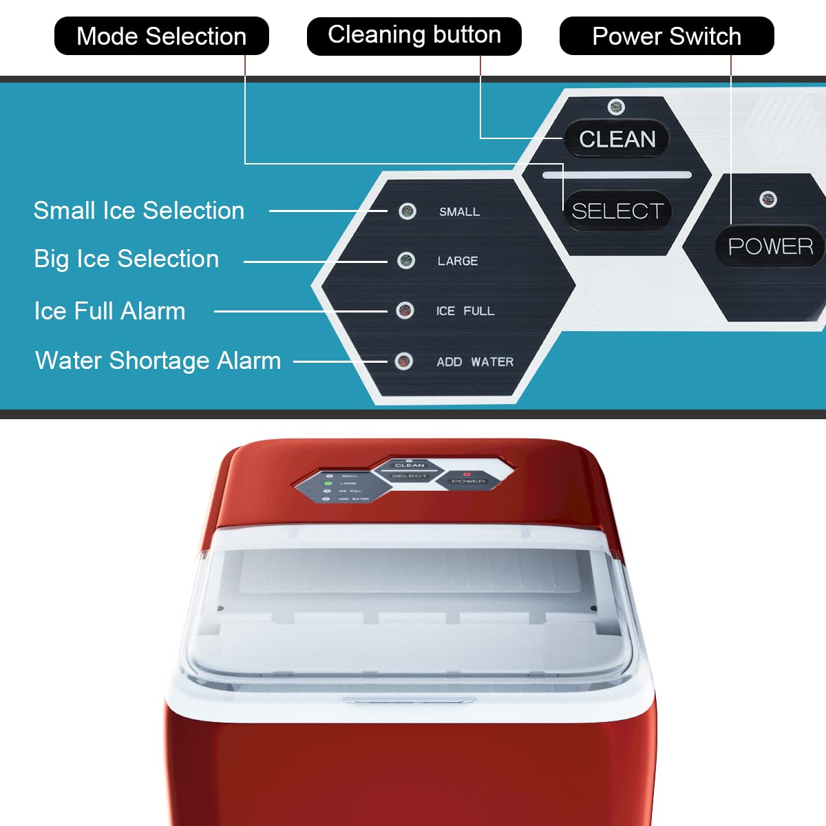 GiantexUK Electric Ice Maker, 20KG/24H Countertop Ice Machine with Scoop and Basket