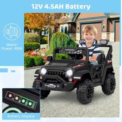 12V Kids Electric Ride on Truck, Battery-powered Off-road Car with Remote Control, Children Vehicle Toys for Age 3+