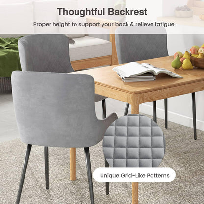 GiantexUK Dining Chairs Set of 2, Velvet Upholstered Kitchen Chairs with Backrest, Padded Seat & Adjustable Foot Pads