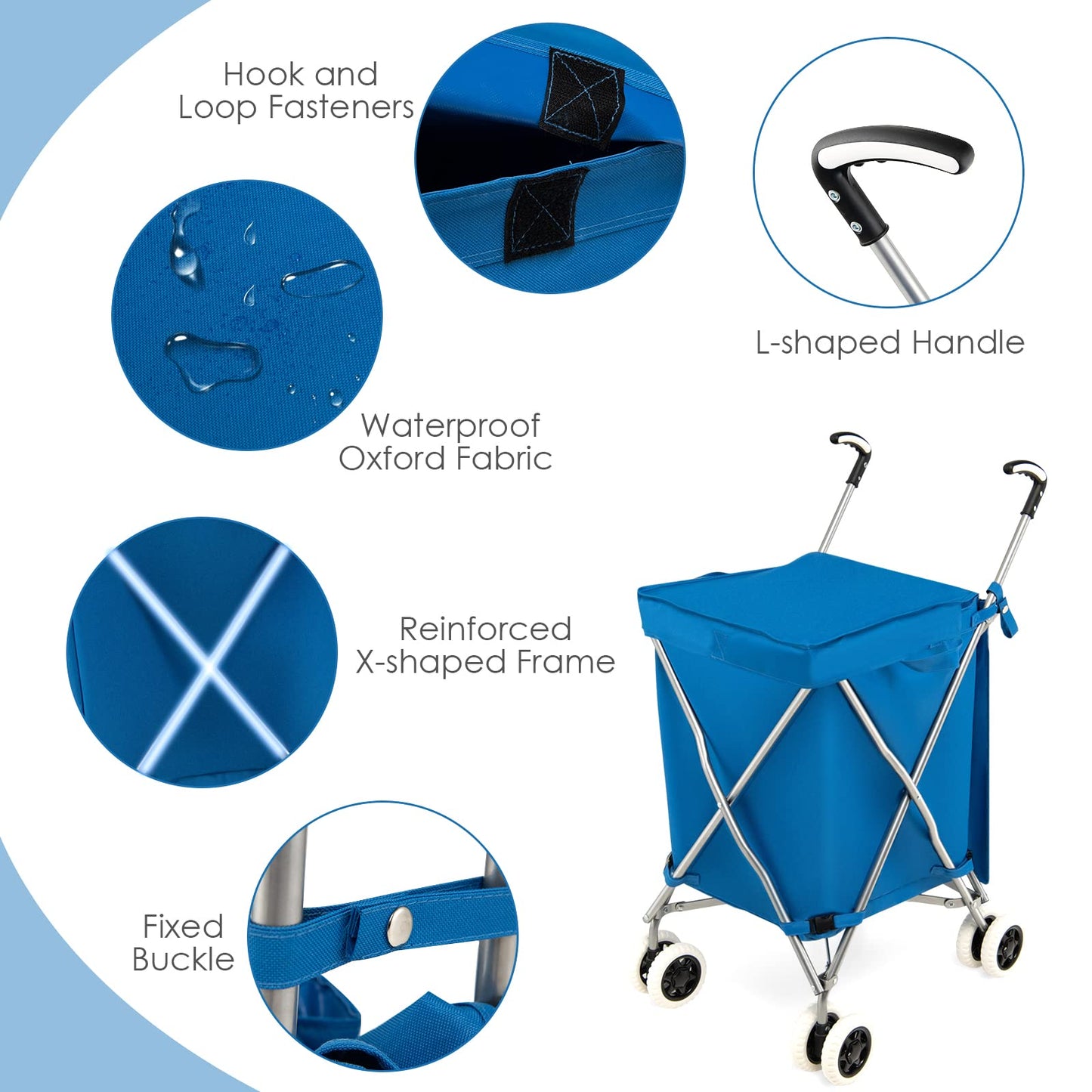 GiantexUK 90L Folding Shopping Trolley on 8 Wheels