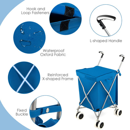 GiantexUK 90L Folding Shopping Trolley on 8 Wheels