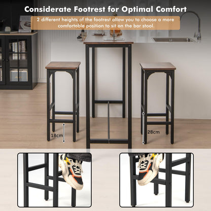 GiantexUK Bar Stools Set of 2, Industrial Kitchen Barstools with Metal Legs