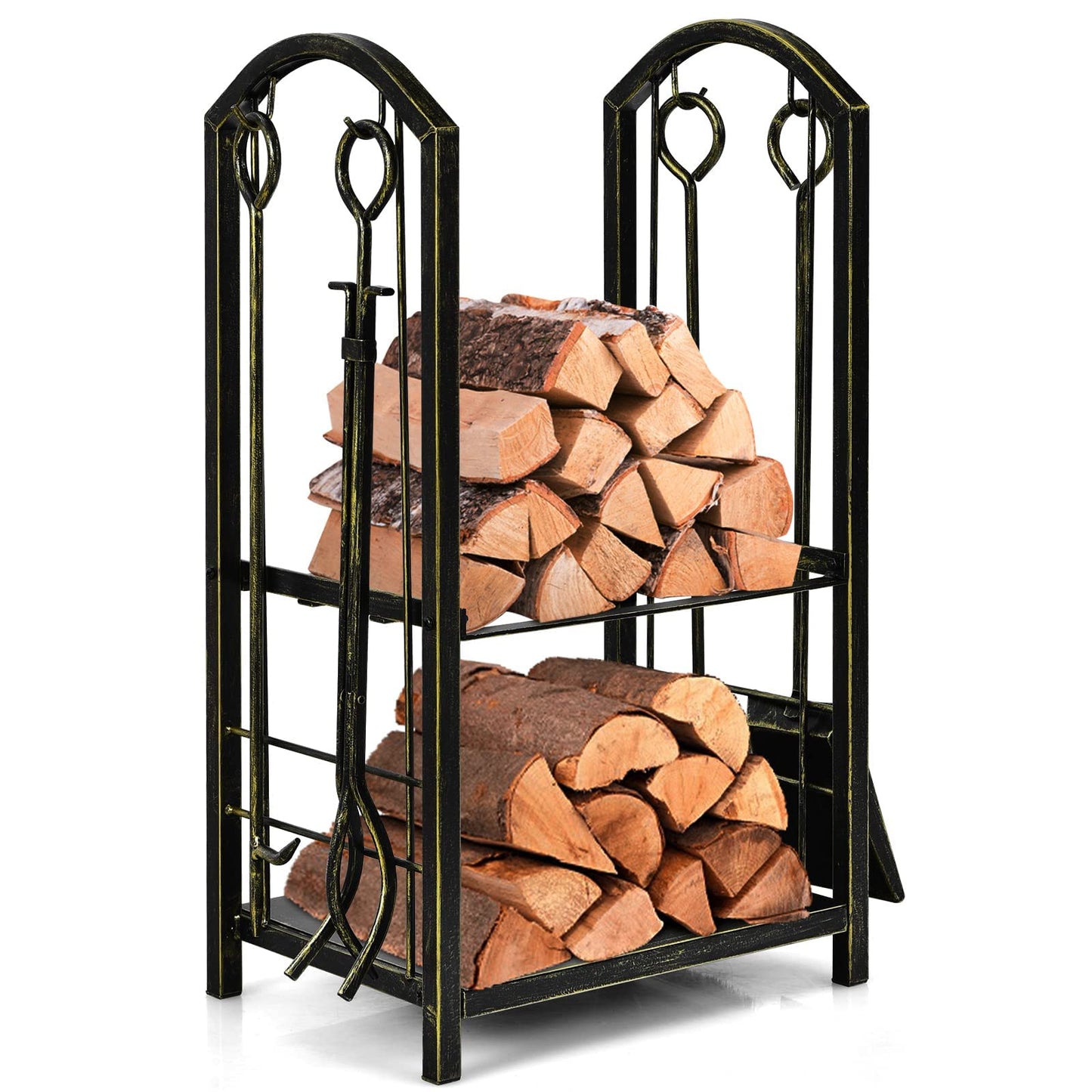 GiantexUK Metal Firewood Rack, Heavy Duty Fireplace Log Holder