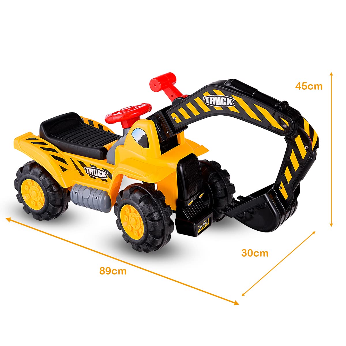 Kids Ride on Digger, Toddler Construction Toy Car with Safety Helmet, Manual Shovel, Pretend Play Ride On Excavator for 3 Years Old +