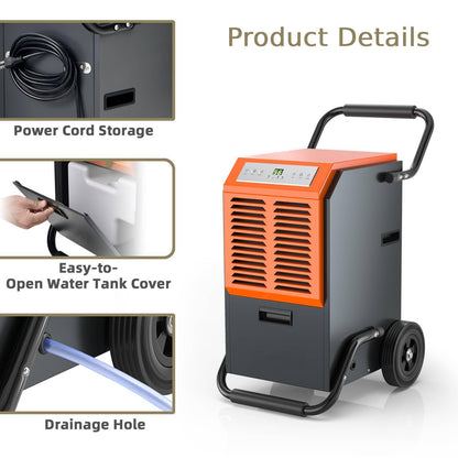 GiantexUK 63L/Day Commercial Dehumidifier, Industrial Air Dehumidifier with Digital Display, Continuous Drainage