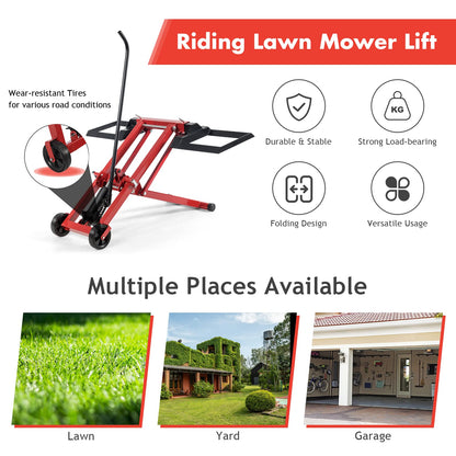 GiantexUK Ride on Mower Jack Lift, Folding Height Adjustable Lifting Device with Wheels