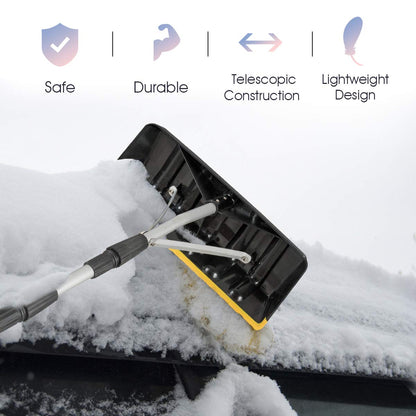 GiantexUK Snow Roof Rake, Extendable Aluminium Snow Rake (Silver+Yellow, 40 x 15 x 630cm)