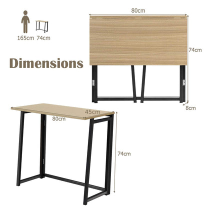 Folding Computer Desk, No-Assembly Simple PC Laptop Table Writing Workstation, 80 x 45 x 74cm