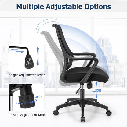 Mesh Office Chair, Height Adjustable Swivel Computer Desk Chair with Armrests