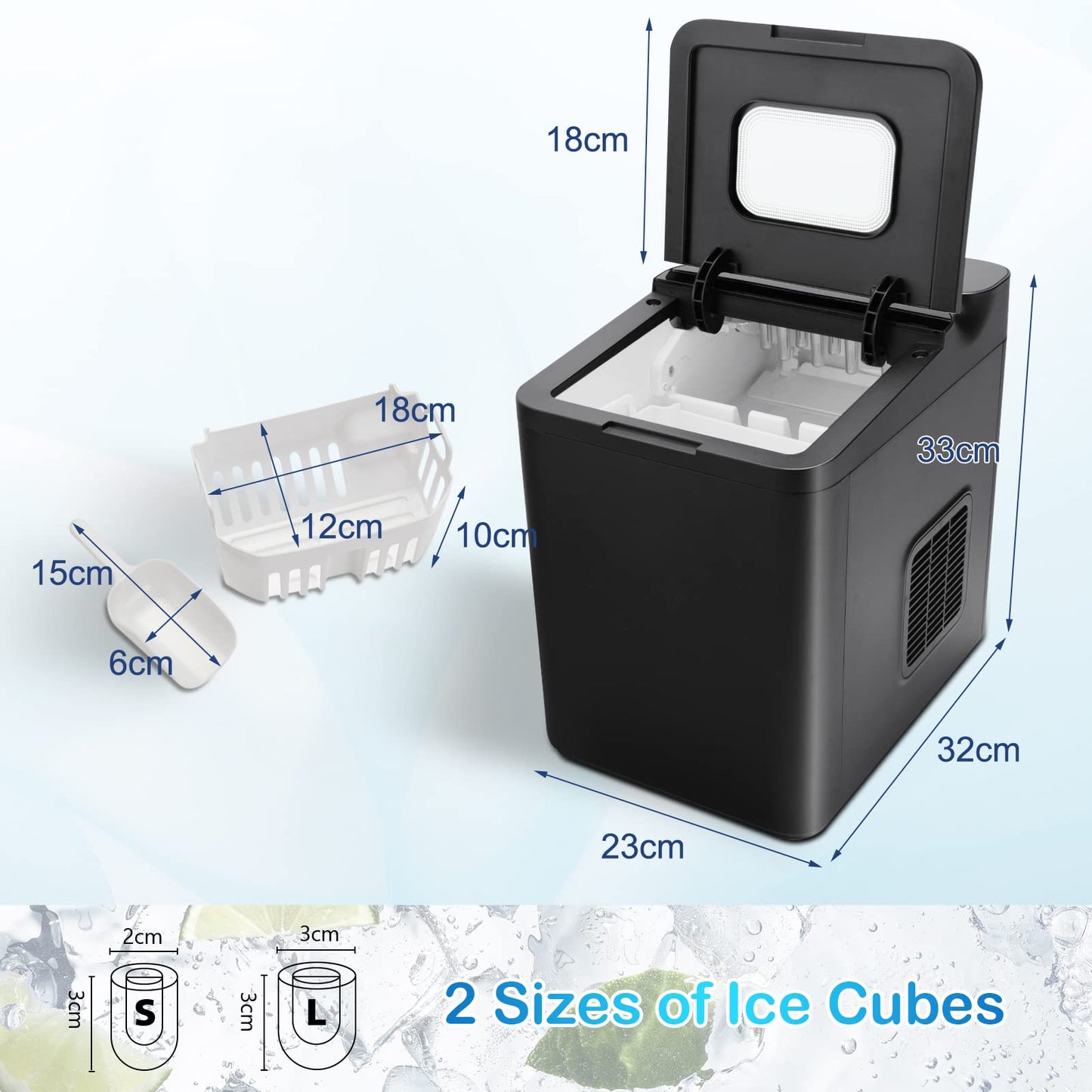 GiantexUK Ice Maker Machine, Self-Cleaning 9 Ice Cubes Ready in 6-13 Mins, Electric Ice Cube