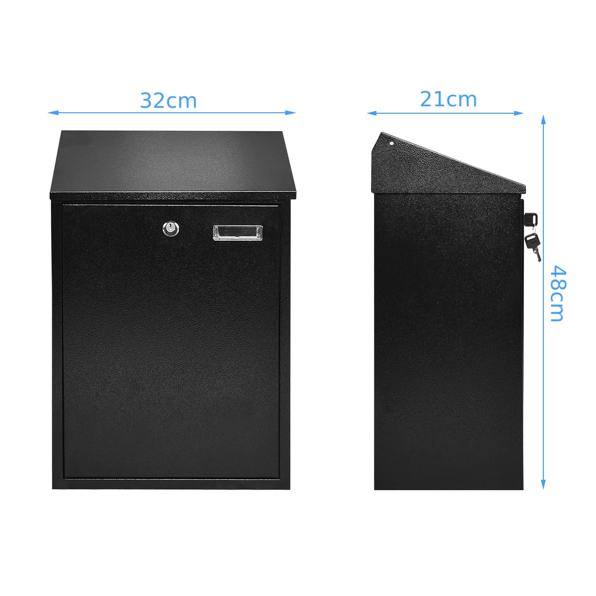 GiantexUK Wall Mounted Post Box, Large Lockable Mailbox with Keys