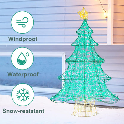 4FT Lighted Christmas Tree, Pre-Lit Artificial Xmas Trees with Top Star