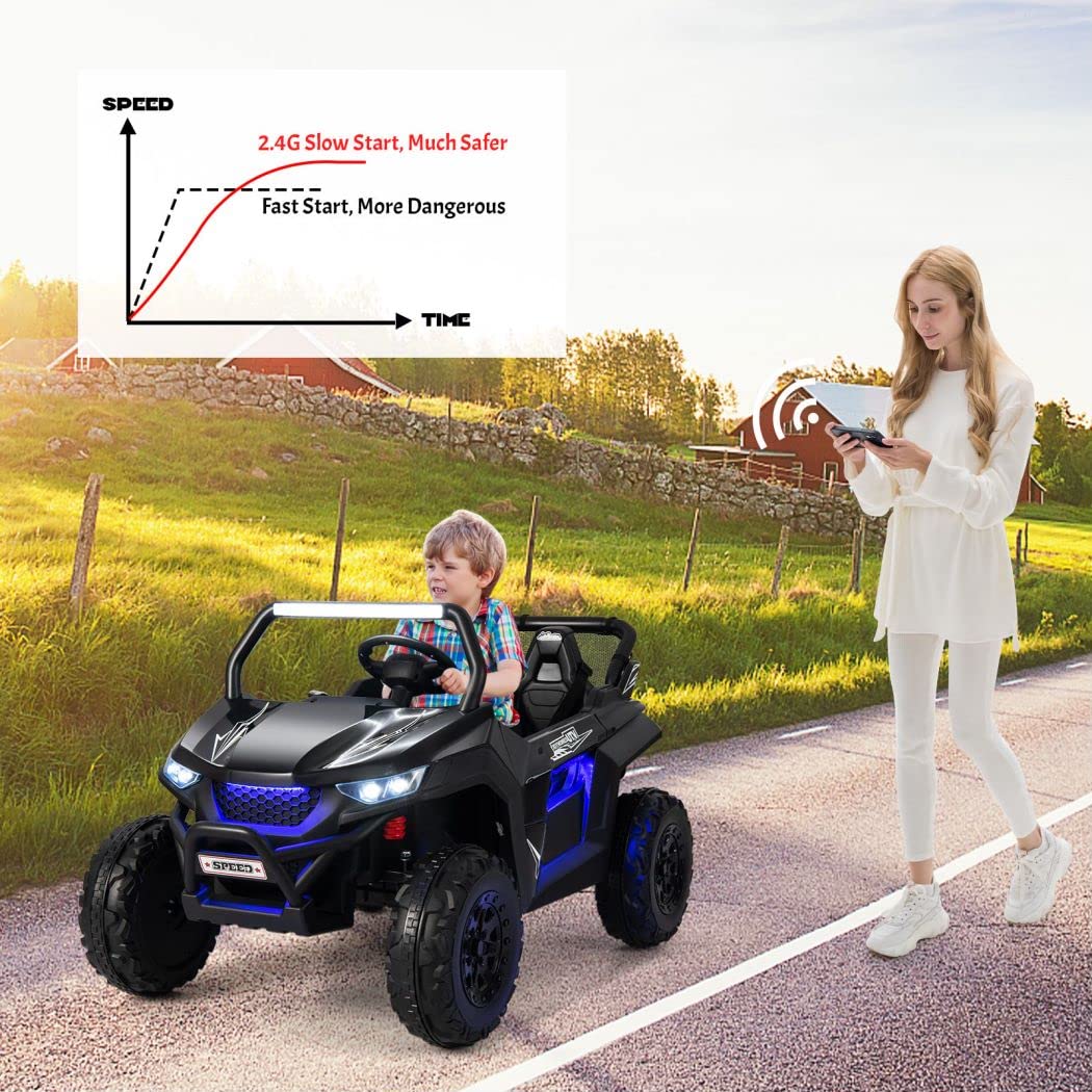 12V Kids Electric Ride On UTV, 2-Seater Battery Powered Off-road Truck with Remote Control, Bluetooth, LED Light, Music, MP3/USB/FM