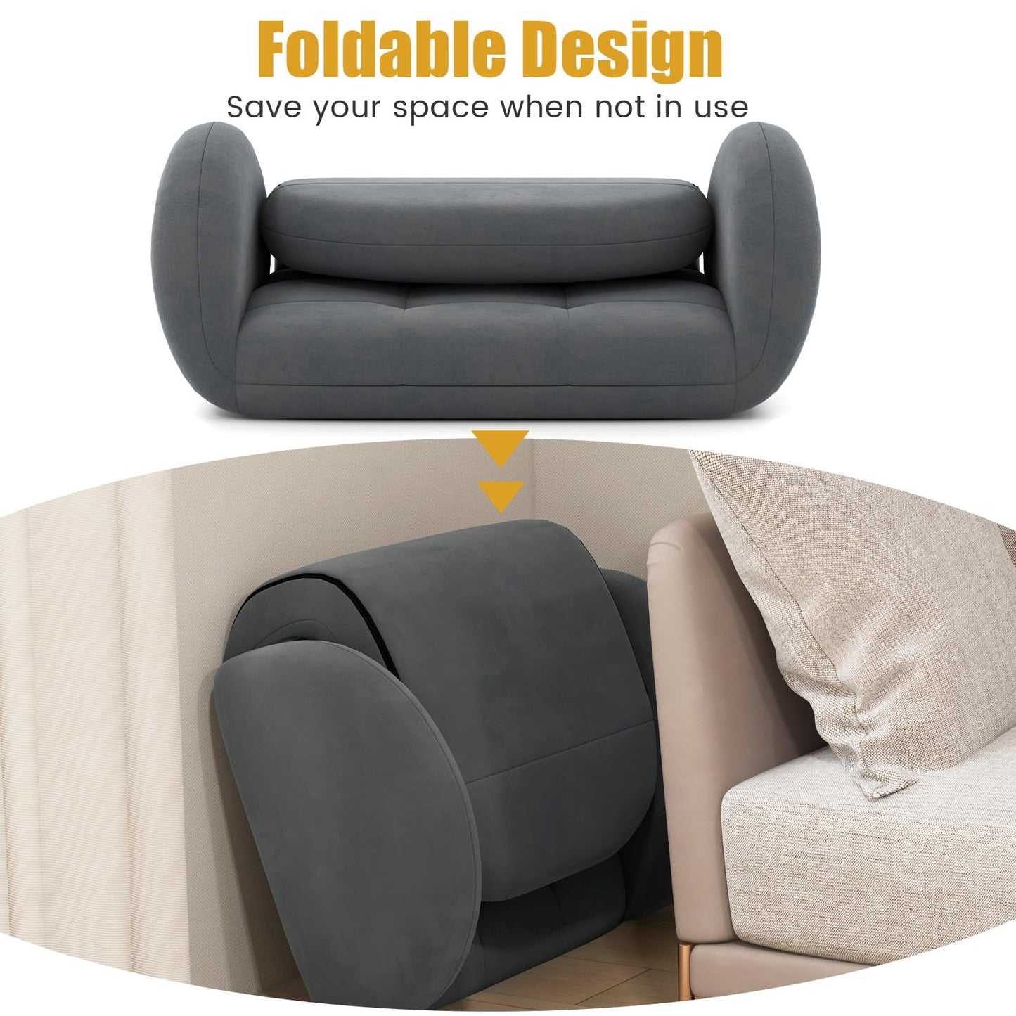 Folding Floor Chair, Lazy Sofa Bed Chair Seat with Adjustable Backrest & Armrests