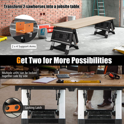 GiantexUK Folding Workbench, Height Adjustable Flip-Top Work Bench Tool Stand with Functional Clamping System