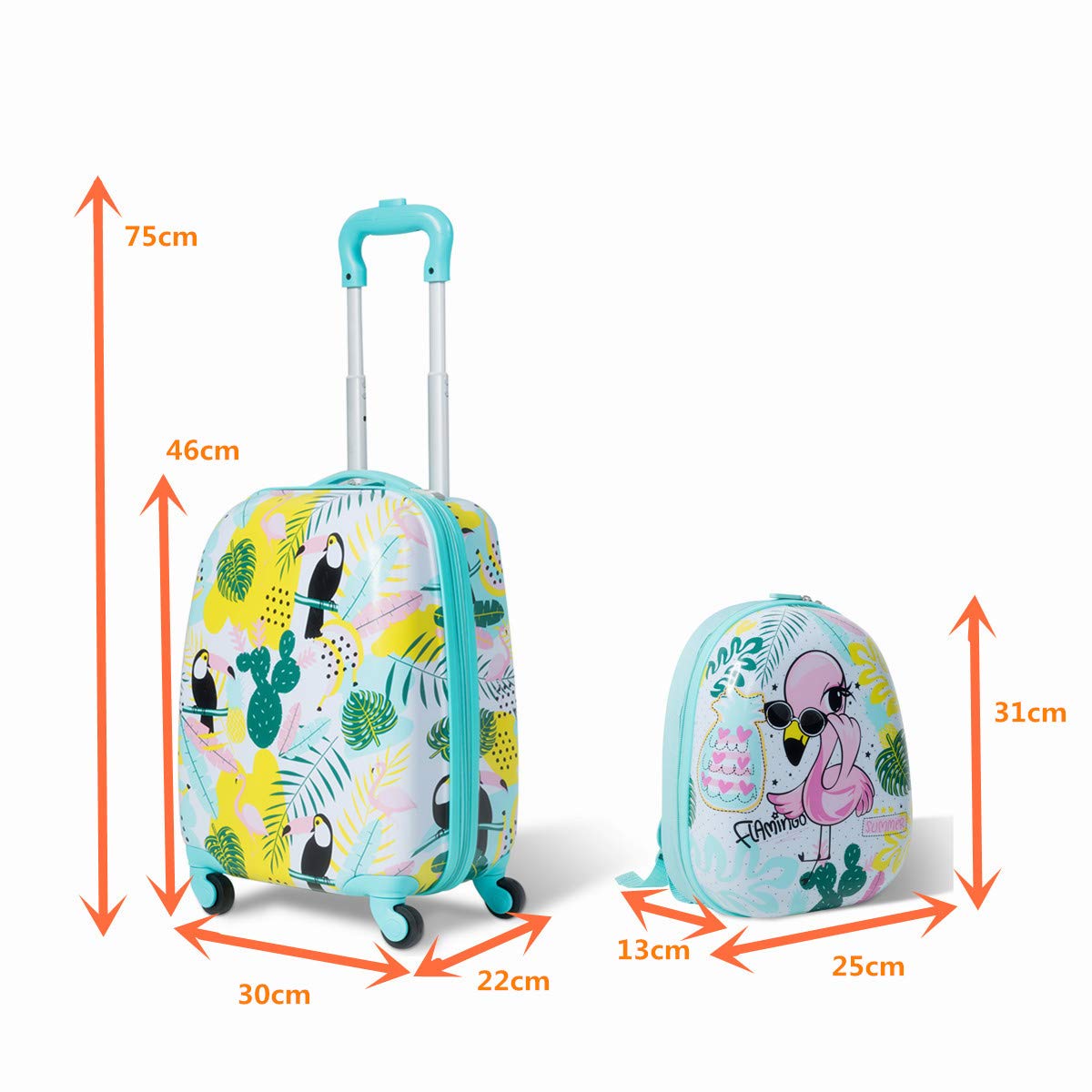 ABS Kids Luggage Set, 12'' Backpack 16'' Suitcase Children Boys Girls Travel School Trolley Case