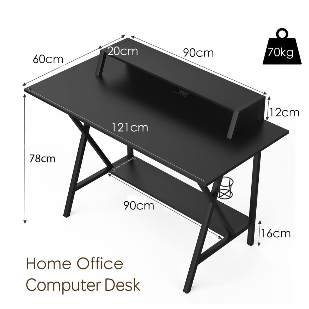 Computer Desk, Modern PC Laptop Table Writing Workstation with Cup Holder