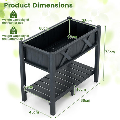 GiantexUK Raised Garden Bed, HIPS Elevated Planter Box with Storage Shelf