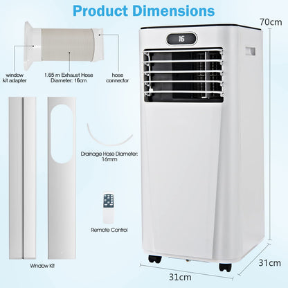 GiantexUK 9000BTU Portable Air Conditioner, 4 in 1 Mobile Air Cooler, Dehumidifier, 2 Speed Cooling Fan with WI-FI Smart APP