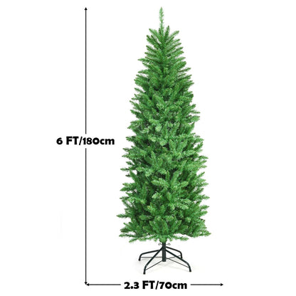 GiantexUK 5FT/6FT Pre Lit Premium Christmas Tree, Green Xmas Tree with 150/250 LED Lights