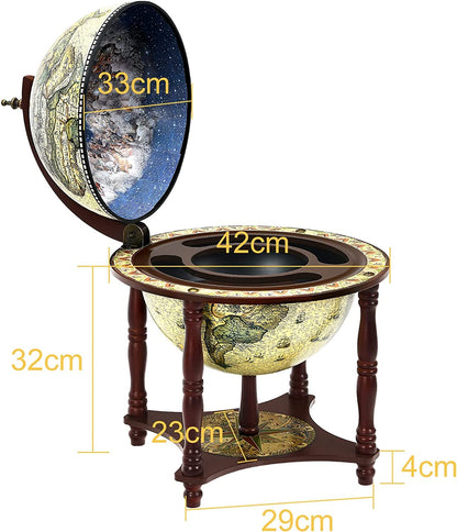 GiantexUK Tabletop Globe Shaped Wine Stand, Mini Wooden Wine Beverage Bottle Holder