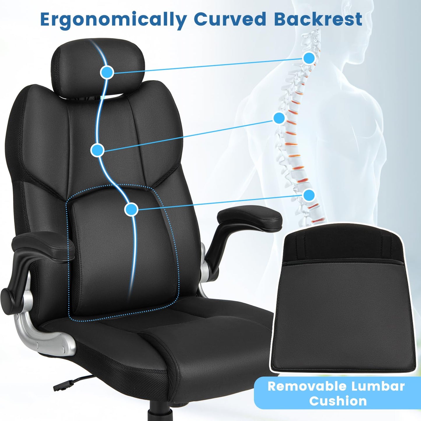 Massage Office Chair, 300LBS Ergonomic Swivel Computer Desk Chair with Adjustable Headrest